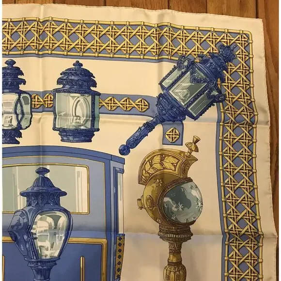HERMES Scarf Carriage Lights Feux De Route Silk 35” by Caty Latham New with Box - Picture 4 of 10